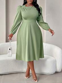 Festival Music Festival Mother Day Halloween New Years Valentines Family Going Out Work Formal Elegant Fall Spring Winter Dress Wedding Guest Teaadult Uniform Flare Women Long Sleeve Green Maxi