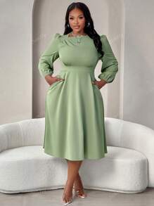Festival Music Festival Mother Day Halloween New Years Valentines Family Going Out Work Formal Elegant Fall Spring Winter Dress Wedding Guest Teaadult Uniform Flare Women Long Sleeve Green Maxi
