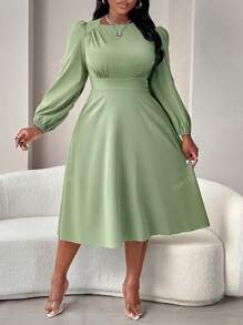 Festival Music Festival Mother Day Halloween New Years Valentines Family Going Out Work Formal Elegant Fall Spring Winter Dress Wedding Guest Teaadult Uniform Flare Women Long Sleeve Green Maxi