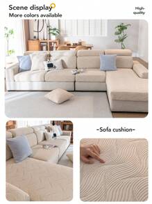 1 Stück Tulpenblattmuster Anti-Rutsch Fleece Elastische Sofakissenbezug in Allwetter, modern minimalistischer Stil Anti-Rutsch Schutzhülle für L-förmige Sofas, Schutzhülle für das Wohnzimmer mit 1/2/3/4 Sitzplätzen - Verschiedenfarbig - Übersicht 12