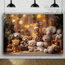 1 pieza Telón de fondo con diseño de animal, Fondo de fotografía, Material de poliéster, Sin necesidad de energía, Apto para decoración de cumpleaños, , Año Nuevo, Día de San Valentín - 1 pieza - Ver 3