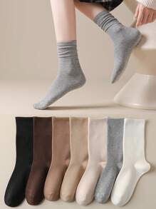 4 Pairs Women Seamless Ankle High Socks With Elastic Top, Daily Casual Slouchy Socks For Spring/Autumn, Fall