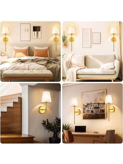 Sets Of Gold/Black Wand Lamps, Vintage Industrial Bathroom Vanity Lamps Wit Lampshades, Bedrooms, Living Rooms, Corridors, Kitchens (Excluding Verlichting Sources) view 3