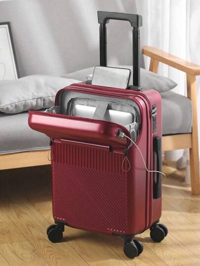 1 mala de mão multifuncional de 20 polegadas com abertura frontal: conveniente e eficiente para uso a qualquer hora, estrutura rígida durável e resistente à violência, mobilidade suave e silenciosa, design com zíper duplo para excelente acessibilidade, mãos livres para viagens convenientes, interior espaçoso, ótimo para presentes de Natal, Dia dos Namorados e Ano Novo de 2025, essencial para viagens de inverno! Adequado para viagens de negócios, viagens de curta duração e deslocamento estudantil.