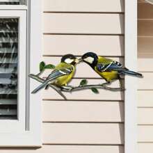 Pájaro de metal - Silueta artística de pájaro, decoración exterior para jardín, patio, patio - Adorno único para rama de árbol para el hogar, césped, puerta, valla - Estatua artesanal, regalo de decoración para el porche