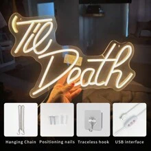 1 pezzo Insegna al neon "Fino alla Morte", Insegna al neon per matrimonio USB, Insegna al neon personalizzata, Insegna al neon per la casa, Decorazione della camera da letto, Illuminazione per San Valentino
