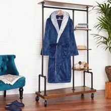 City Comfort Dressing Gown And Super Soft Hooded Fleece Robe Sizes M-2XL Warm Cosy Loungewear Nightwear - Navy Blue - View 2