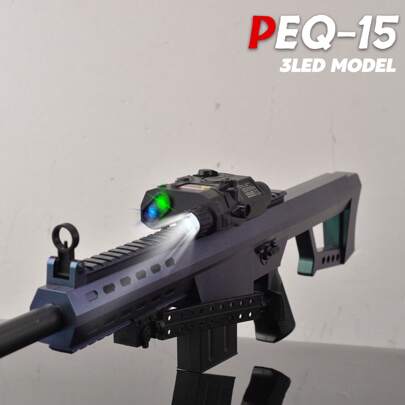 Airsoft PEQ-15 Pro Case Box Model, Featuring Green&Blue&White Light, Fits 20-25mm Picatinny Rail, Designed For Tactical AEG GBB CQB Airsoft Display, Toygun Gel Blaster Accessories & Parts