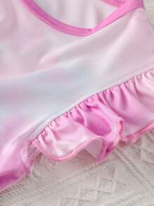 Chatreadl Girls 1 Piece Set Cute Fashionable Bright Cartoon Unicorn Short Sleeve Round Neck Nightgown Ruffle Sleeve Gradient Print Pattern Summer - Mauve Purple - View 6