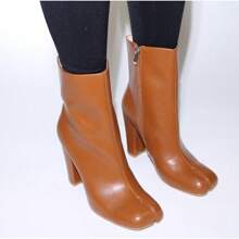Womens Block Heel Ankle Bootie - Tan - View 2