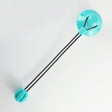 1 pieza Bola con ventosa de color rosa, verde y azul para mascotas perros, juguete de mordedura resistente, limpieza de dientes y reducción de aburrimiento para entrenamiento en solitario