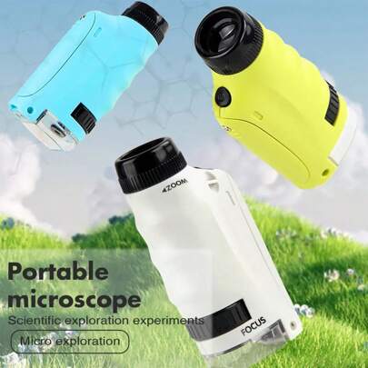 مجهر محمول باليد للأطفال، أداة تعليمية STEM، مجهر جيبي للمنزل والمدرسة، مجموعة تعليمية علوم بيولوجية، لعبة تعليمية للأطفال