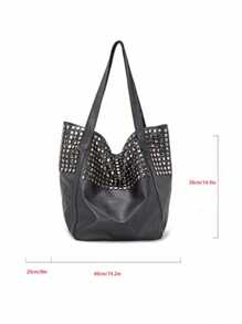 Dedoo Soft Leather 2025 New Handbag Joker Tote Bag Simple Shoulder Bag Rivet Design Large Capacity Ladies Big Bag, Shopping, Shopping, Work. Convenient To Travel,