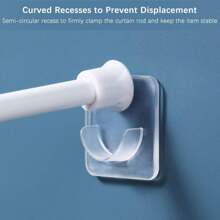 6pcs Telescopic Rod Brackets - Adhesive Curtain Rod Brackets - Wall Mount Rod Brackets - Bathroom Accessories - Multicolor - View 9