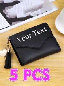 1/2/5pcs Personalized Heart-Shaped Tassel Wallet - Customized Text Women's Card Holder & ID Sleeve, Perfect Gift For Girlfriend - Multicolor - View 41