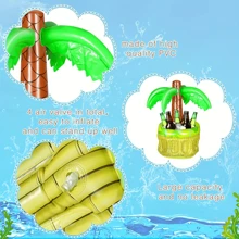 1/2 Pcs Large Inflatable Coconut Ice Bucket, Inflatable Water Sport Accessories, Inflatable Palm Tree Drink Holder, Suitable For Water Parties, Pool Parties, PVC Coconut Tree New Year Gift, Beach Essentials, Beach Accessories, Pool Float - Green - View 7