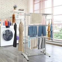 Waschmaschine mit Klappbeinen, Dreischichttrockner mit Seitenflügeln, Innentrocknung 82 x 64 x 142 cm, großer Platz zum Aufhängen von Kleidung, Bettwäsche, Socken, Schals, Schuhe, leicht zu bewegen