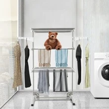 Waschmaschine mit Klappbeinen, Dreischichttrockner mit Seitenflügeln, Innentrocknung 82 x 64 x 142 cm, großer Platz zum Aufhängen von Kleidung, Bettwäsche, Socken, Schals, Schuhe, leicht zu bewegen