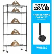 Wire Shelving Unit Metal Shelf With 5 Tier Casters Adjustable Layer Rack Strong - 1 - View 10