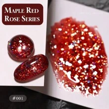 15ml Esmalte de Unhas Série Sequin Rosa Vermelha da Nail Za, Esmalte de Unhas Vermelho Sequin Brilhante Explodir, Cola de Gliter Branca para Unhas, Comum Usado em Salão de Beleza
