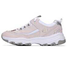 Skechers 女士 D'LITES 系列时尚系带休闲鞋，厚底舒适熊猫运动鞋。37 码及以上建议订购小半码。 - 白色/淺粉紅色 - 查看 1