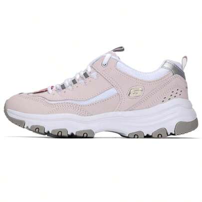 Skechers 女士 D'LITES 系列时尚系带休闲鞋，厚底舒适熊猫运动鞋。37 码及以上建议订购小半码。