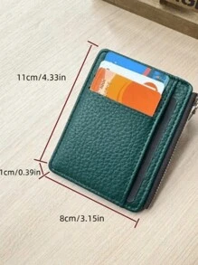 Plain Color Casual Coin Wallet Card Holder - Red - View 5