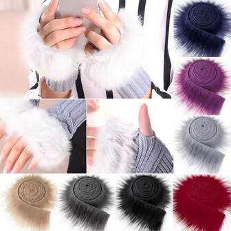 1片人造羊毛手工长绒布贴，适用于制作椅套、靠垫、DIY工艺品、服装装饰、鞋子、帽子等。1.5米绒缎带，DIY服装缝纫蓬松饰边，家居装饰缝纫服装绒条礼品。