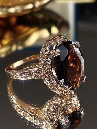 1pc Fashionable Rose Gold Plated Ring, Eternal Love Symbol, Perfect Gift For Birthday, Christmas, Anniversary