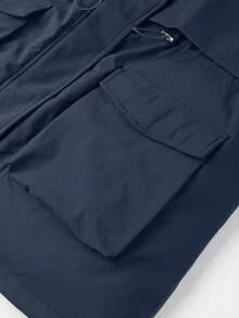 Risissida Damen Mantel mit Kapuze und fellbesetztem Kragen, geeignet für Herbst und Winter Saison. - Blau - Übersicht 8