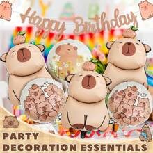 1set 40 Inch Chocolate Number Capybara Birthday Cake Foil Balloon, Round Capybara Chocolate Stars Birthday Cake Balloon For Birthday Decorations Capybara Party Favors Capybara Theme Party Supplies Decor
