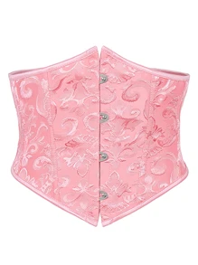 1 pièce Gaine amincissante à baleinage en acier en jacquard pour femmes, ceinture de maintien de la taille. Accessoire de corset pour les dames. Convient pour les tenues country, western, cowboy, cowgirl. Ceinture vintage rose pour robe, gaine amincissante pour affiner la taille et contrôler le ventre