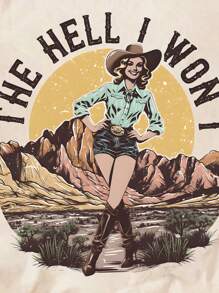 Women's Casual Short Sleeve Round Neck T-Shirt - Apricot - View 4