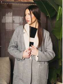 时尚休闲口袋中长外套