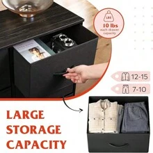 Tall Black Dresser For Bedroom With 10 Drawers, Chest Of Drawers, Dressers Bedroom Furniture, Storage Organizer Unit With Fabric Bins For Closet, Hallway, Living Room, Entryway Christmas - Black - View 6
