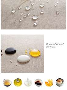 1pc Plain Circular Linen Lace Trim Tablecloth, Suitable For Living Room, Dining Table, Coffee Table Decor, Wedding, Birthday Party, Outdoor - Beige - View 3