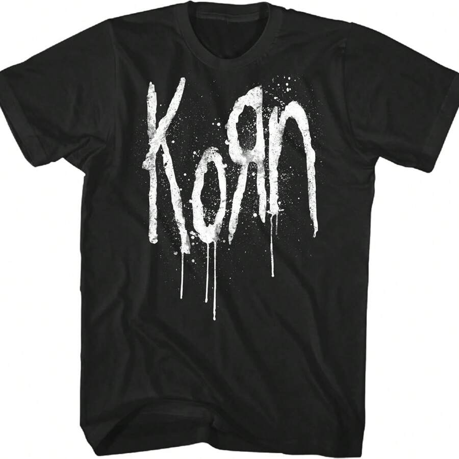 Korn Logo Adult Black Short Sleeve T Shirt Alternative Metal Band T Shirts Vintage Style Graphic Tees - 黑色 - 查看 1