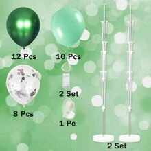 Compra 2 sets de soporte de columna de globos de piso con luces LED y obten 30 globos gratis, soporte de globos centro de mesa, torre de globos para decoraciones de Navidad, regalos de cumpleaños para mujeres, bodas, fiestas festivas (Verde)