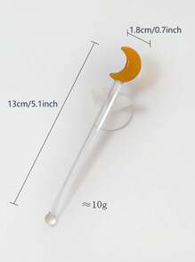 4 piezas Varillas agitadoras de vidrio, agitador con diseño de luna para mezclar bebidas, café, agua con miel, vuelta a clases con diseño de luna - Dorado - Ver 7