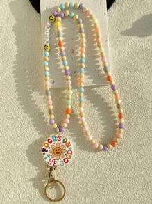 1pc Retractable Lanyards For Id Badges Teacher Lanyard With ID Holder Acrylic And Wooden Beaded Lanyard For Keychain Personalized Gift For Women Car Accessories Bag Charm School Bag Charms Car Accessories Friend Sister Gift Ideas - Multicolor - View 14