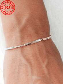 [Custom] 4.5g 925 Sterling Silver, Personalized Text Custom Bracelet, 1pc Customized Name Cuban Link Chain Bracelet, Holiday Gift Idea For Valentine's Day, Christmas, Custom Engraved Bracelet, Personalized Name Bracelet (Custom Notes Can Only Be In English, Other Languages Will Be Translated To English)