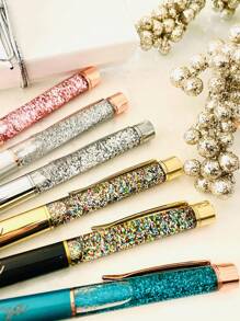 Customized Text LOGO Flowing Sand Pen, Colorful Glitter Powder Oil Gel Ink Pens, Creative Flowing Sand Pen Back To School,Multi-Functional,Ornamental,Reusable,Modern,Colorful,Cute,Vintage,Cartoon,Kawaii,Funny,Workers,Clients,Students,Children,For Business/Work/Office,For School - Multicolor - View 6