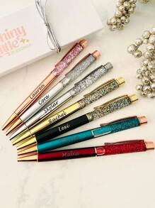 Customized Text LOGO Flowing Sand Pen, Colorful Glitter Powder Oil Gel Ink Pens, Creative Flowing Sand Pen Back To School,Multi-Functional,Ornamental,Reusable,Modern,Colorful,Cute,Vintage,Cartoon,Kawaii,Funny,Workers,Clients,Students,Children,For Business/Work/Office,For School - Multicolor - View 2