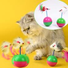宠物不倒翁老鼠玩具猫玩具毛绒老鼠不倒翁猫玩具，羽毛棒宠物玩具，可互动玩耍（颜色和款式随机） - 彩色 - 查看 14