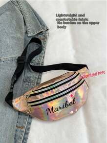 1pc Unisex Outdoor Waist Bag, Running Fanny Pack, Sports Fitness Laser Rainbow Crossbody Bag With Large Capacity For Coins And Phone - Multicolor - View 8