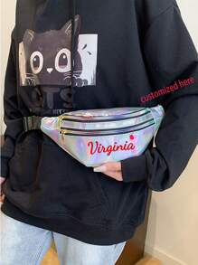 1pc Unisex Outdoor Waist Bag, Running Fanny Pack, Sports Fitness Laser Rainbow Crossbody Bag With Large Capacity For Coins And Phone - Multicolor - View 2