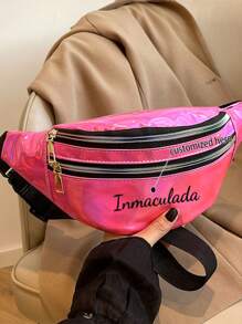 1pc Unisex Outdoor Waist Bag, Running Fanny Pack, Sports Fitness Laser Rainbow Crossbody Bag With Large Capacity For Coins And Phone - Multicolor - View 5