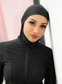 1 pièce Hijab de plage d'été uni pour femmes, Turban instantané sportif pour femmes voilées, Séchage rapide
