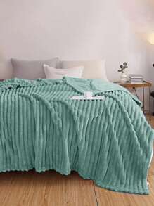 1pc Soft & Cozy Striped Fleece Blanket, Light Blue, Skin-Friendly, Suitable For Bedroom & Guest Room, Machine Washable, All Season - Baby Blue - View 10