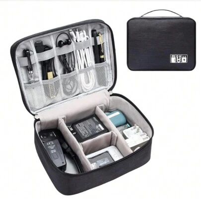 1pc Simple Data Cable Zipper Storage Box, Lightweight Portable Travel Electronic Accessories Bag, Tools Box For Watch, Travel Supplies, Electronics Storage Travel Universal Multifunctional Digital Product Storage Case Waterproof Electronic Accessories Storage Box Multifunctional Digital Product Storage Bag For Cables, Charger, Cell Phone, USB, SD Card, Hard Drive, Power Bank School College Electronic Bag Portable Charger Charger Case Headphone Case Cable Bag Cable Organizer Digital Camera Camera Case Camera Bag Cannon